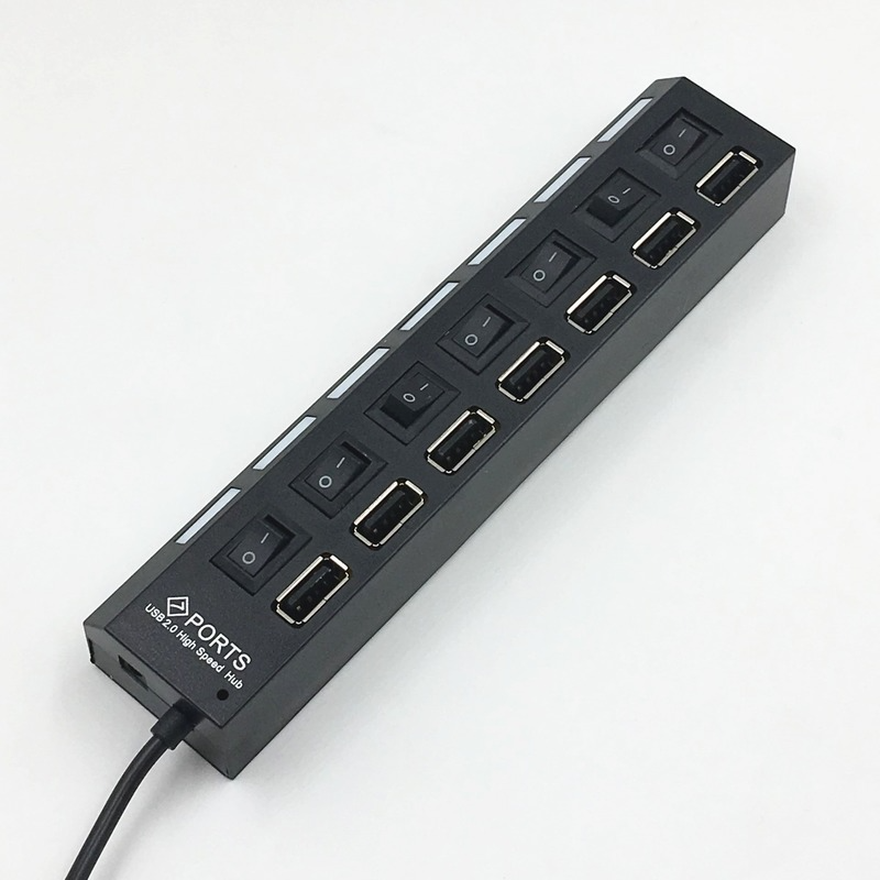 7 Ports Hub USB 2.0 Hub USB Hub 2.0 Multiple USB Splitter 3 Hab with Power Adapter 7-port Multiple Extender 2.0 USB3 Hub with PCv Switch