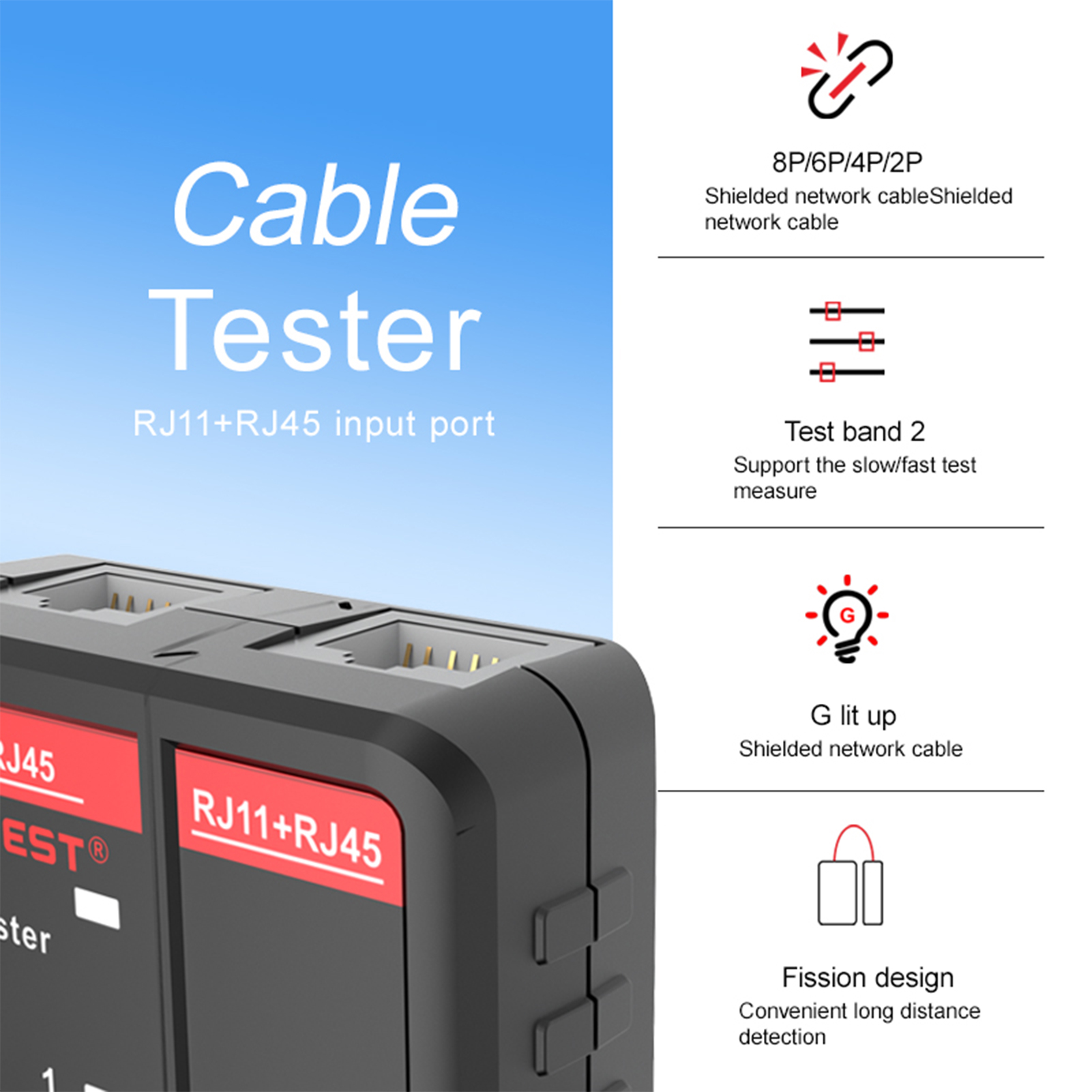 Wire Tracker Telephone Line Test Meter HT812A Network Cable Tester Telephone & Network Line Finder RJ11 RJ45 Tester