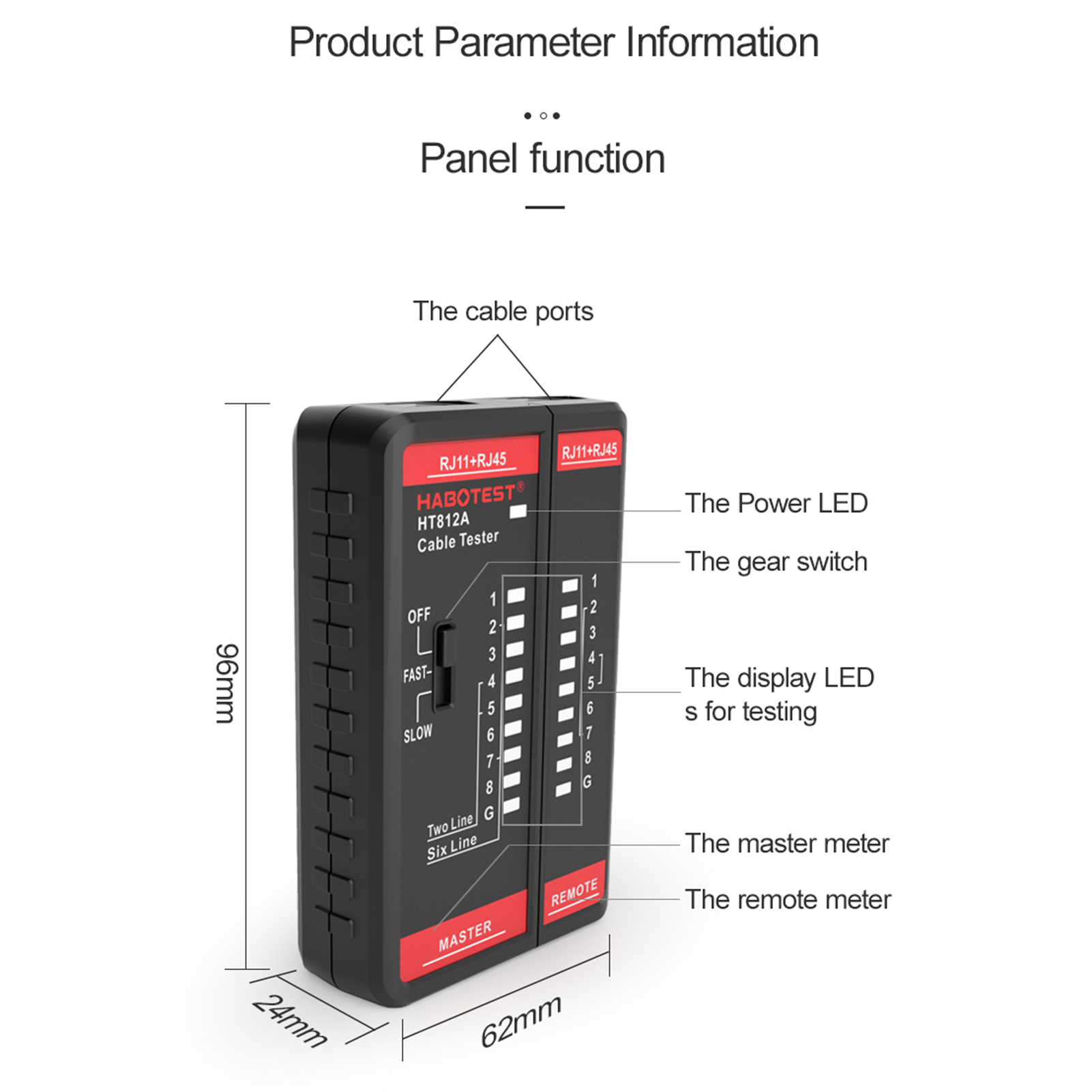 Wire Tracker Telephone Line Test Meter HT812A Network Cable Tester Telephone & Network Line Finder RJ11 RJ45 Tester