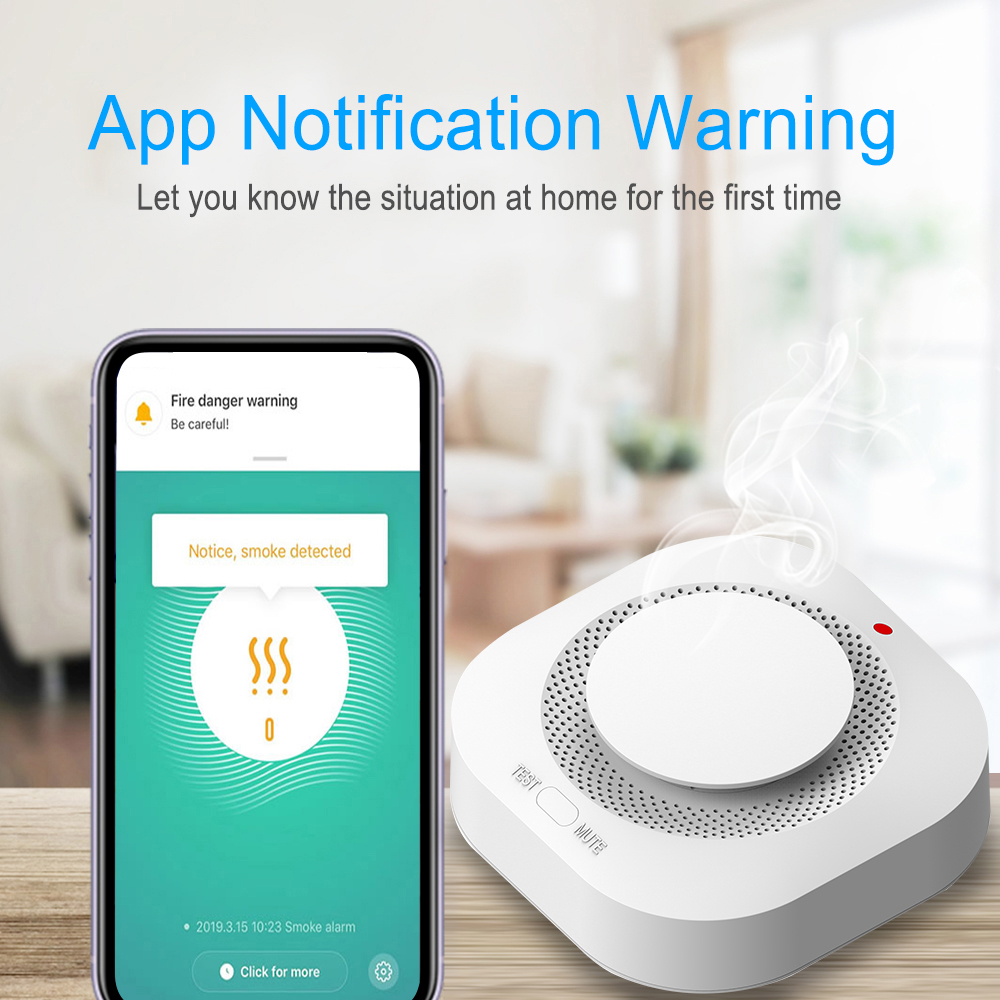 Household Intelligent WiFi Smokes Alarm Fire Smokes Sensors phone APP Notification Warning Real-time Smokes Sensors Alarm