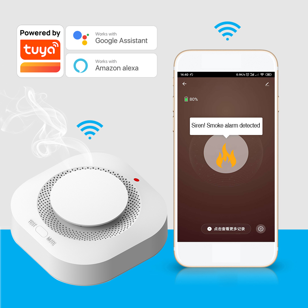 Household Intelligent WiFi Smokes Alarm Fire Smokes Sensors phone APP Notification Warning Real-time Smokes Sensors Alarm