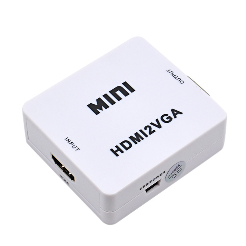 HD To Analog Small White Box HDMI-compatible TO AV Scaler Adapter HD Video Composite Converter Box HD To RCA AV/CVSB L/R Video 1080P Support NTSC PAL