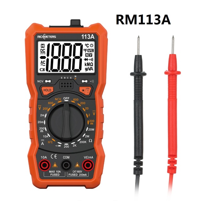 RM113D NCV Digital Multimeter 2000 Counts HFE AC/DC Voltage Measuring Meter Magnetic Suction Flash Light Backlight Multi-meter