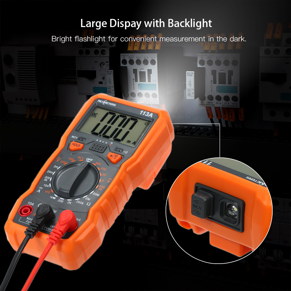 RM113D NCV Digital Multimeter 2000 Counts HFE AC/DC Voltage Measuring Meter Magnetic Suction Flash Light Backlight Multi-meter