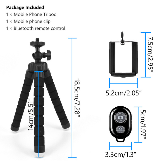 Camera Phone Tripod Portable Adjustable Stand Mount Holder Clip Bluetooth-compatible Remote Control For Cellphone Mobile Phone