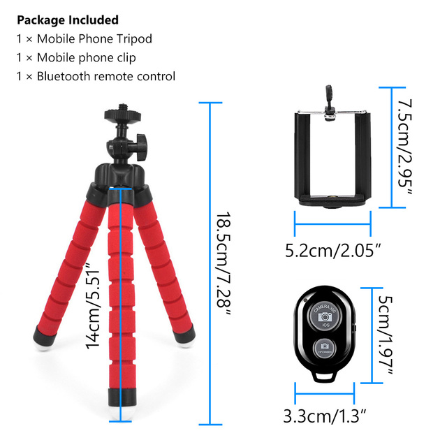 Camera Phone Tripod Portable Adjustable Stand Mount Holder Clip Bluetooth-compatible Remote Control For Cellphone Mobile Phone