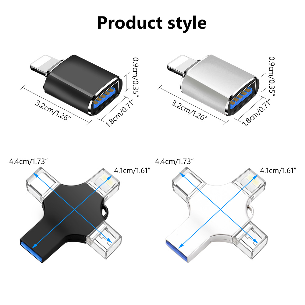 USB 3.0 OTG Adapter For Lighting Male To Usb 3.0 Female For Usb 3.0 Female To Type C Mirco Usb Lighting Male For Ios Android