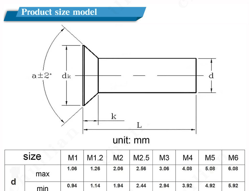 10/50pcs M1 M1.2 M2 M2.5 M3 M4 M5 M6 304 Stainless Steel Flat Countersunk Head Solid Rivet Self Plugging GB869 Diameter 1-6mm