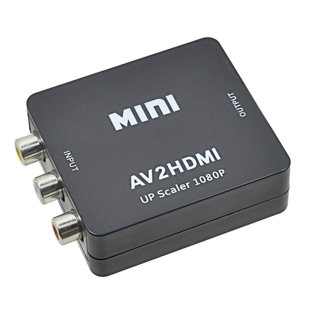 1080P HDMI-compatible to AV Scaler Adapter Video Composite Converter HDMI-compatible to RCA CVSB L/R Video Mini HD2AV