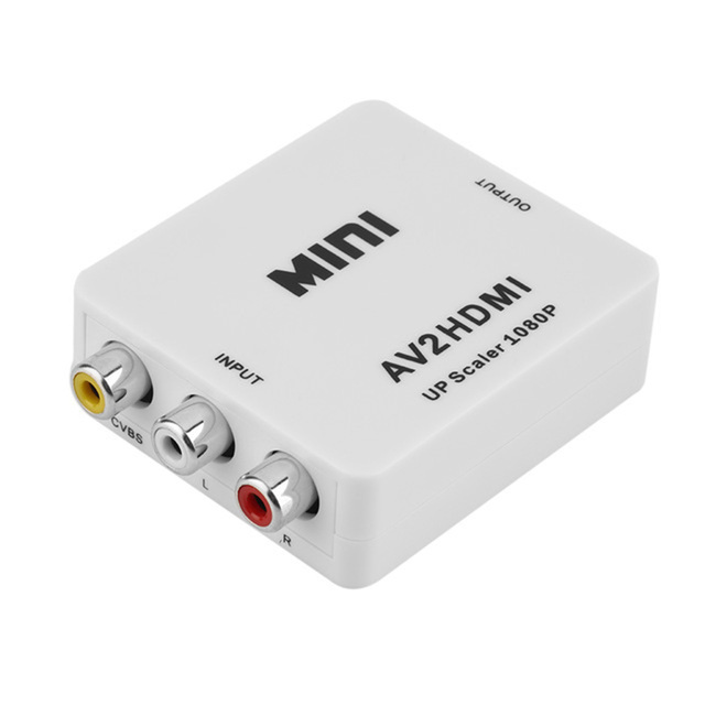 1080P HDMI-compatible to AV Scaler Adapter Video Composite Converter HDMI-compatible to RCA CVSB L/R Video Mini HD2AV