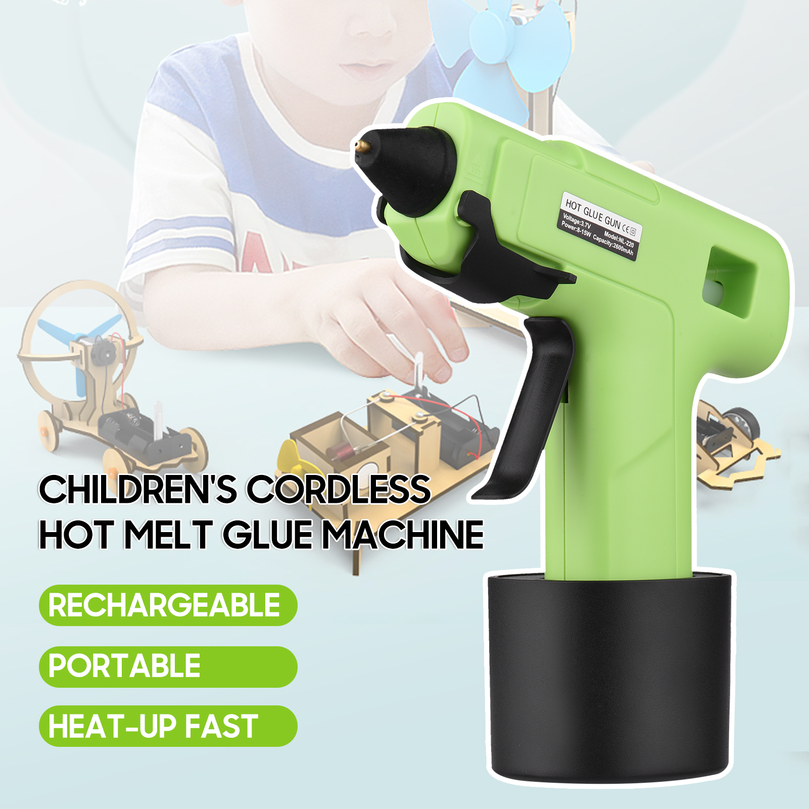 Rechargeable Hot Melt Glue Machine Children's Cordless Portable Small Handheld Manual DIY Glue Machine