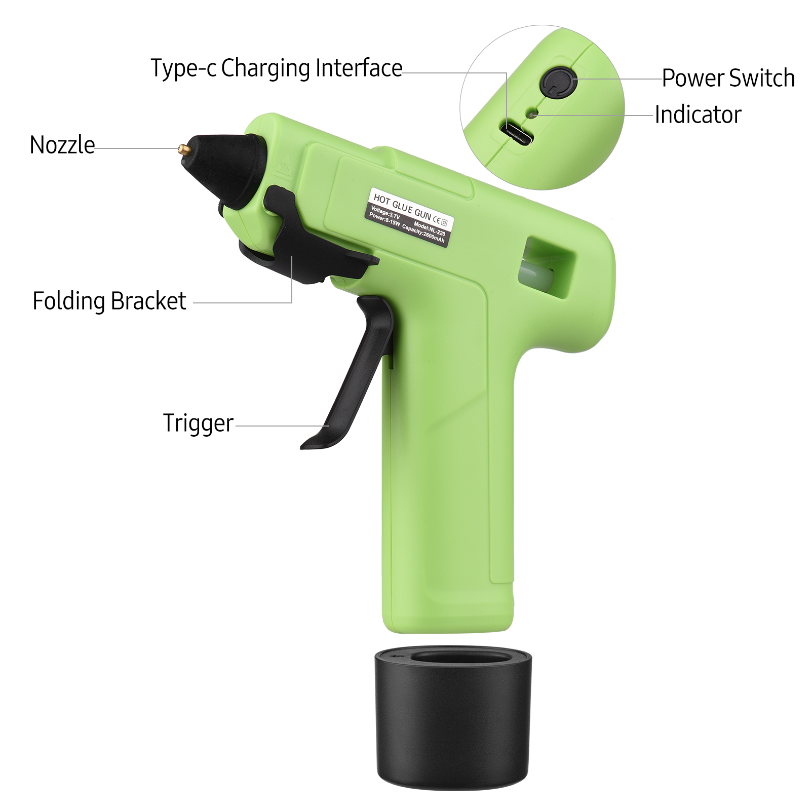 Rechargeable Hot Melt Glue Machine Children's Cordless Portable Small Handheld Manual DIY Glue Machine