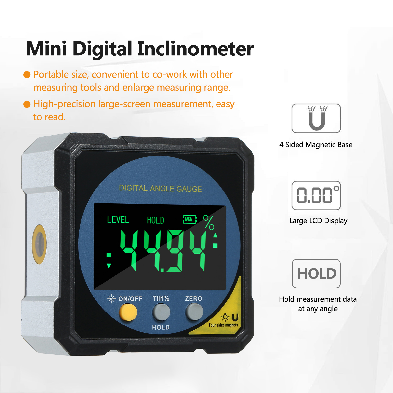 Digital Level Protractor Inclinometer Four-side Mag-netic Level Angle Meter Angle Finder Level Box Angle Measuring Tool