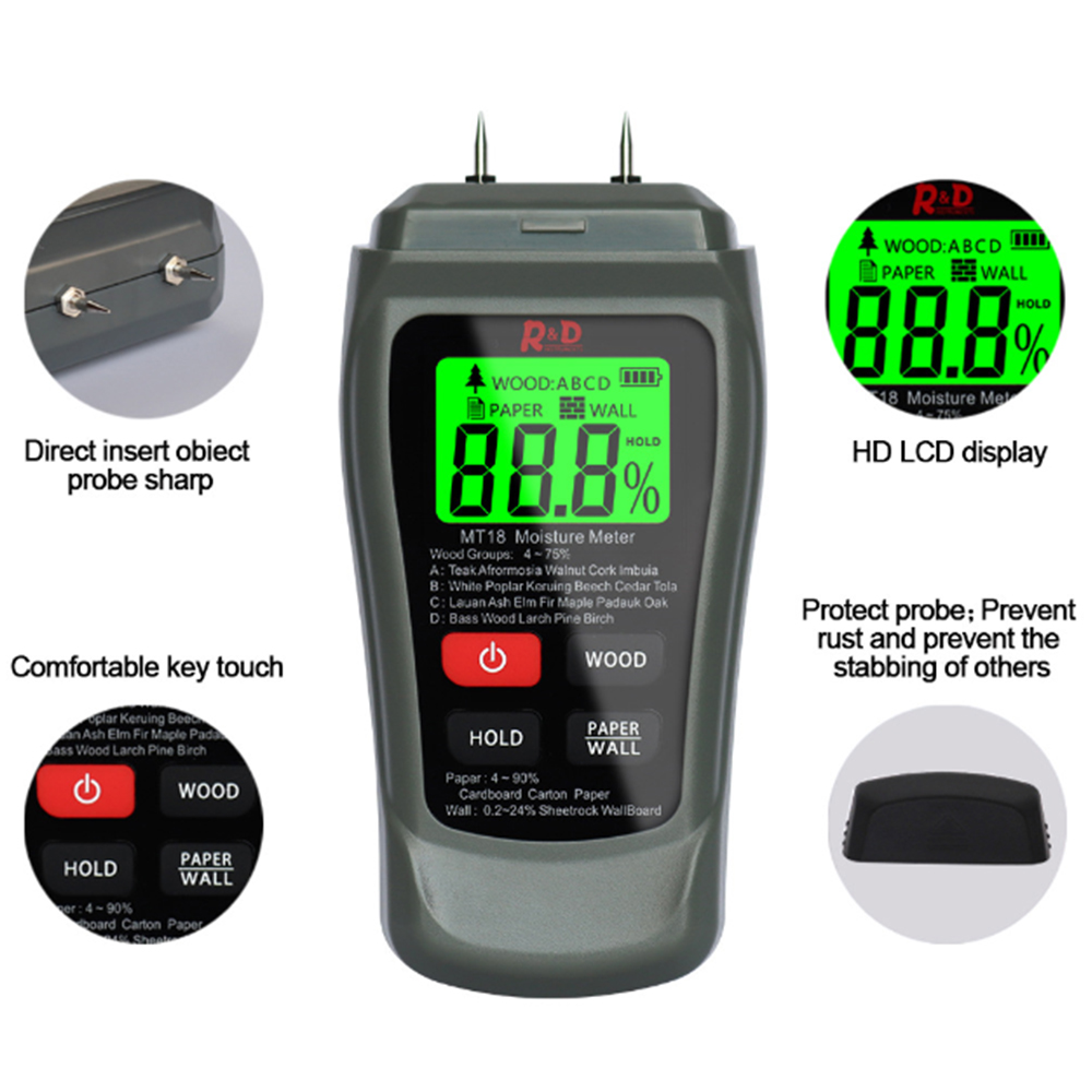 Paperboard Floor Mixed Wall Humidity Detector Moisture Content Tester Wood Moisture Tester Needle Type Wood Hygrometer