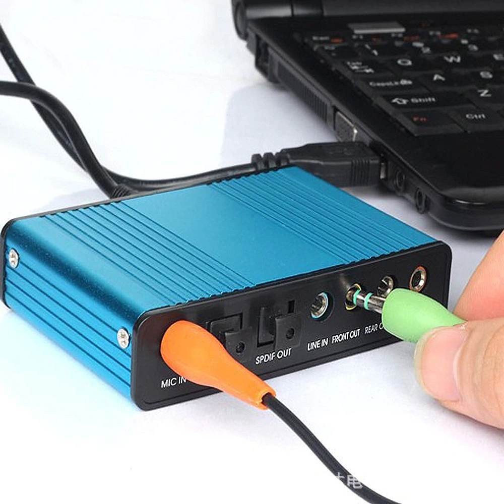 Professional USB Aluminum Alloy External Sound Card 6 Channel 5.1 Optical External Audio Card Converter CM6206 Chipset for Laptop Desktop