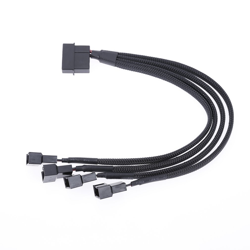 Computer Fan 1/4 Adapter Cable 4pin IDE Molex to 4-Port 3Pin/4Pin Power Supply Plug Cooler Cooling Fan Adapter Power Cable Splitter for PC Computer Case