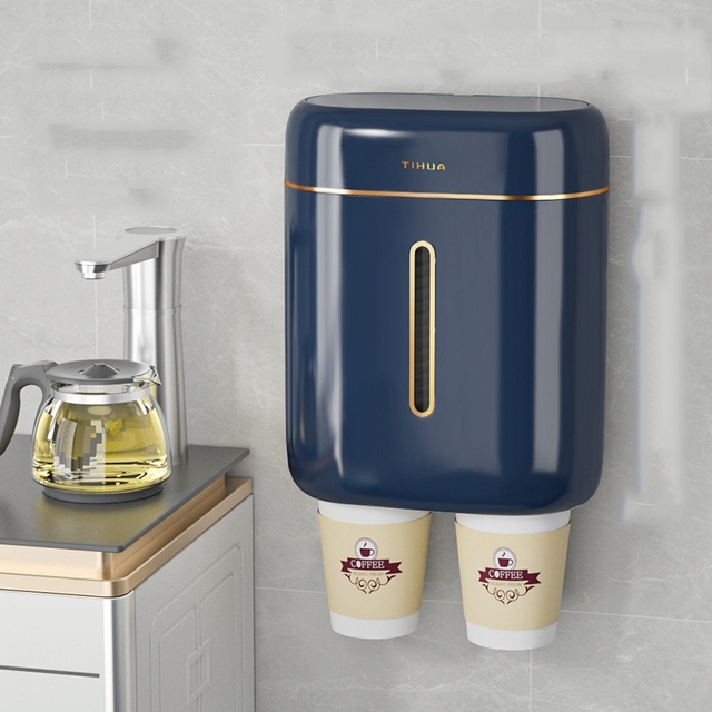 Disposable Paper Cups Dispenser Plastic Cup Holder for Water Dispenser Wall Mounted Automatic Cup Storage Rack Cups Container