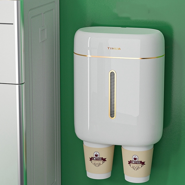 Disposable Paper Cups Dispenser Plastic Cup Holder for Water Dispenser Wall Mounted Automatic Cup Storage Rack Cups Container
