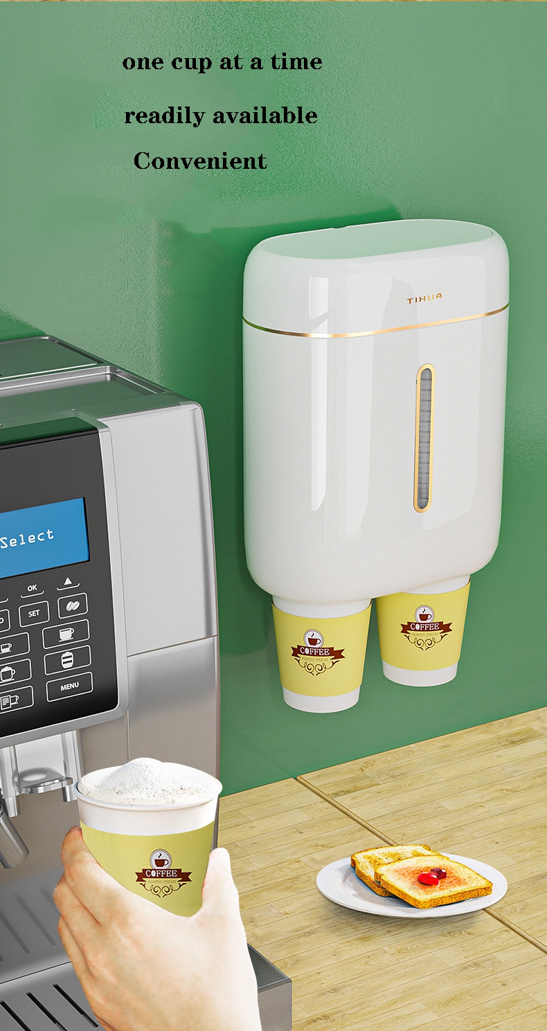 Disposable Paper Cups Dispenser Plastic Cup Holder for Water Dispenser Wall Mounted Automatic Cup Storage Rack Cups Container