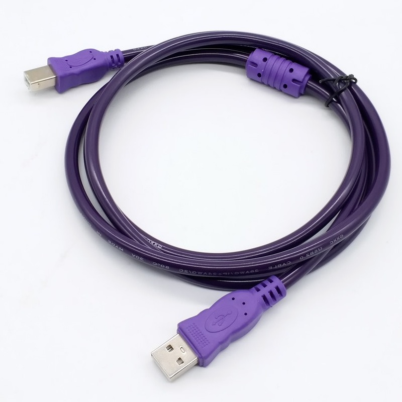 Fast Aata Line USB 2.0 Printer Cable Type A Male To Type B Male Dual Shielding High Speed Transparent Purple 1.5/3/5/10M Square Mouth Line