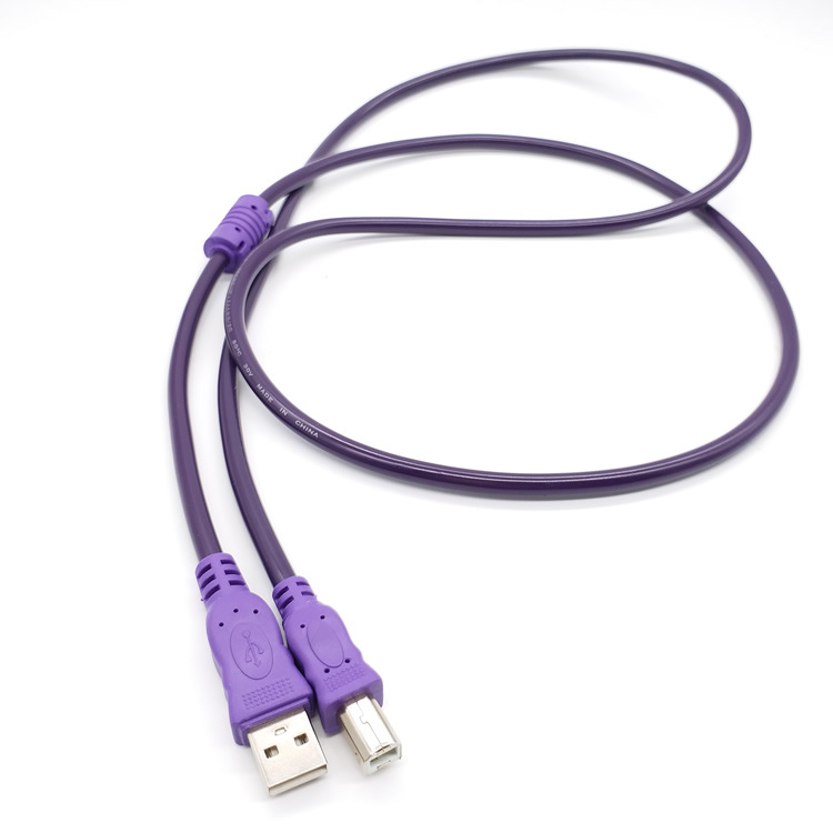 Fast Aata Line USB 2.0 Printer Cable Type A Male To Type B Male Dual Shielding High Speed Transparent Purple 1.5/3/5/10M Square Mouth Line