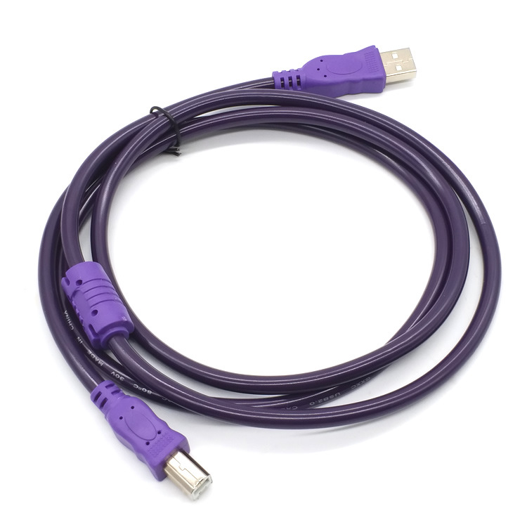Fast Aata Line USB 2.0 Printer Cable Type A Male To Type B Male Dual Shielding High Speed Transparent Purple 1.5/3/5/10M Square Mouth Line
