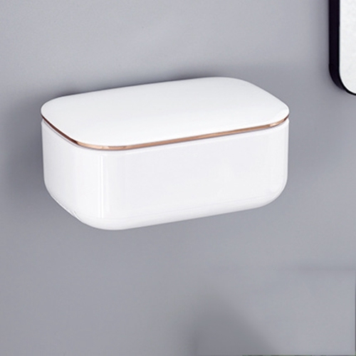 Wall Mounted Soap Holder Drain Water Tray Storage Soap Box With Lid Toilet Shower Bathroom Soap Dish For