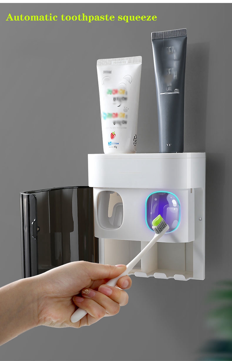 Wall Mount Automatic Toothpaste Squeezer Multifunction Toothpaste Dispenser Double a toothpaste squeezer Toothbrush Holder Tool