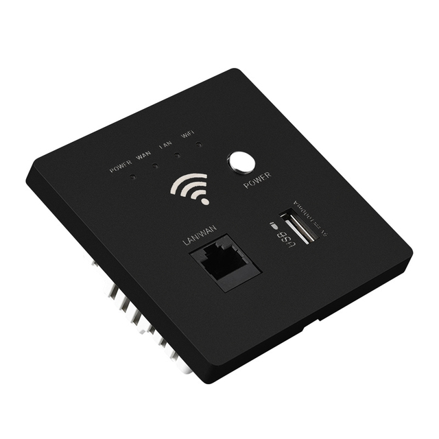 In-Wall Wireless WiFi Router 300M AP Access Point WiFi Router USB-Charging Socket Wall Mount Wi-Fi AP Router with WPS Encryption