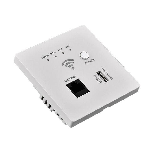 In-Wall Wireless WiFi Router 300M AP Access Point WiFi Router USB-Charging Socket Wall Mount Wi-Fi AP Router with WPS Encryption