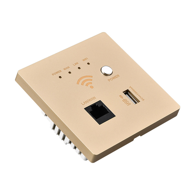 In-Wall Wireless WiFi Router 300M AP Access Point WiFi Router USB-Charging Socket Wall Mount Wi-Fi AP Router with WPS Encryption