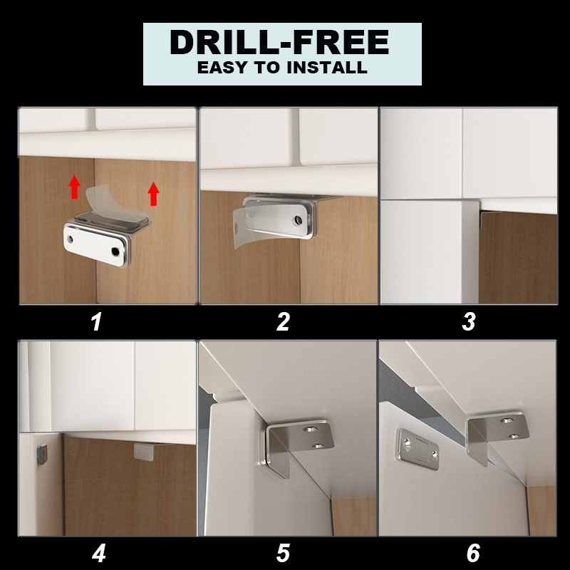 Non-perforated Magnetic Door Closer Automatic Sensor Door Closer for Drawers Rawstring Strong Magnet Cupboard Ultra Thin Closure