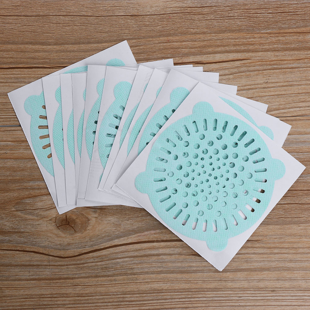 10PC Disposable Bathroom Kitchen Floor Drain Sticker Hair Filter Waste Sink Strainer Non-woven fabric Cleaning Paper