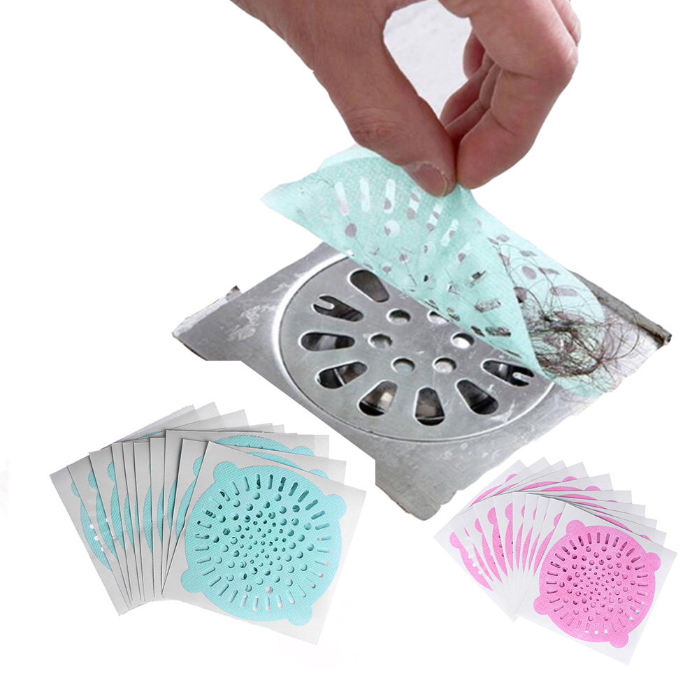 10PC Disposable Bathroom Kitchen Floor Drain Sticker Hair Filter Waste Sink Strainer Non-woven fabric Cleaning Paper