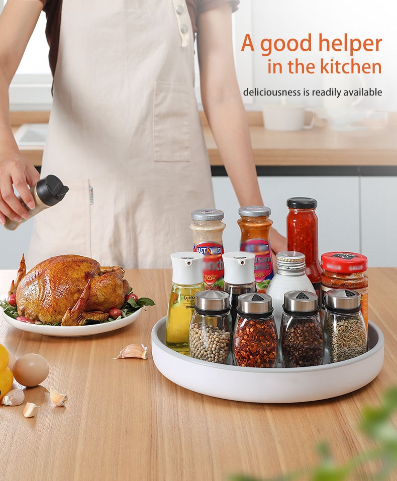 360 Rotating Storage Rack Multifunctional Seasoning Organizer Shelf Oilproof Non-Slip Kitchen Supplies Holder For Home
