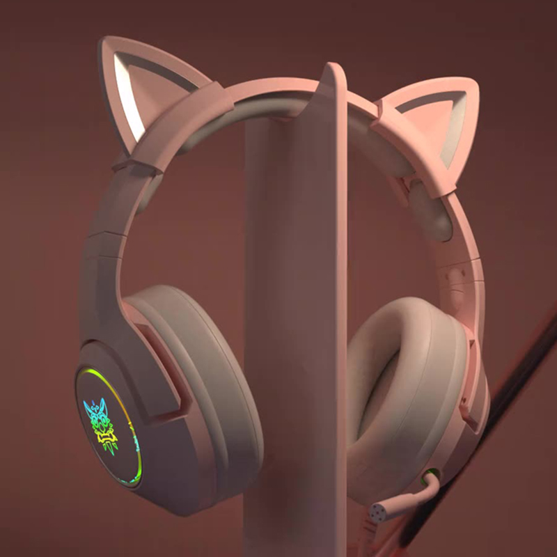 Pink Gaming Headset Pink Detachable Cat Ear Headset Cute Girl Heart Headphones With Microphone Volume Adjustment For PS4 PC