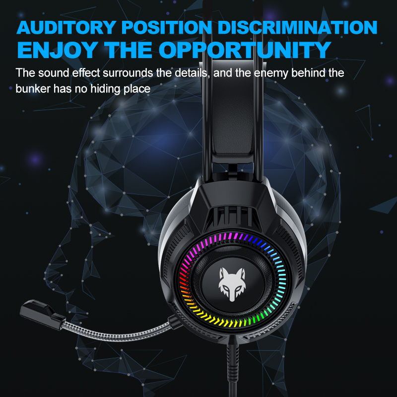 XYH66 Head-mounted Gaming Wired Headset With Microphone Colorful LED Light 3.5mm Plug Headphones With Mic For Gamer Boy Gift