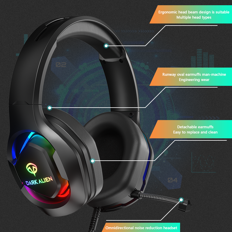 Noise Cancelling Headphones Subwoofer Luminous Band Microphone Gaming Headphones Suitable For Computer Notebook Playstation