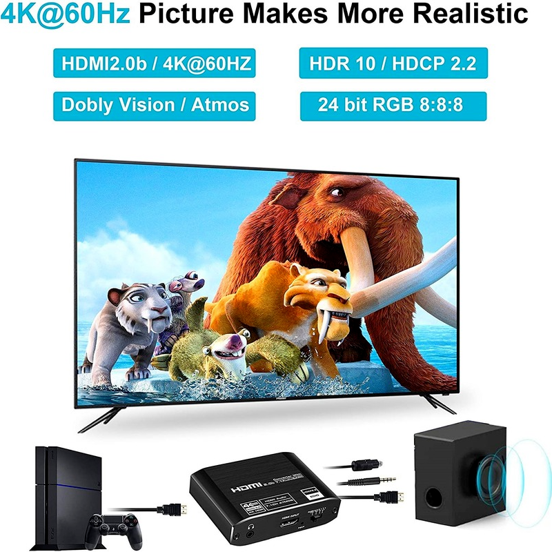 2.0 Audio Splitter 4K 60Hz Mini 3 Port HDMI-compatible Switch  4K Switcher Splitter 1080P HDR 3 In 1 Out Port Hub for DVD HDTV Xbox PS3 PS4