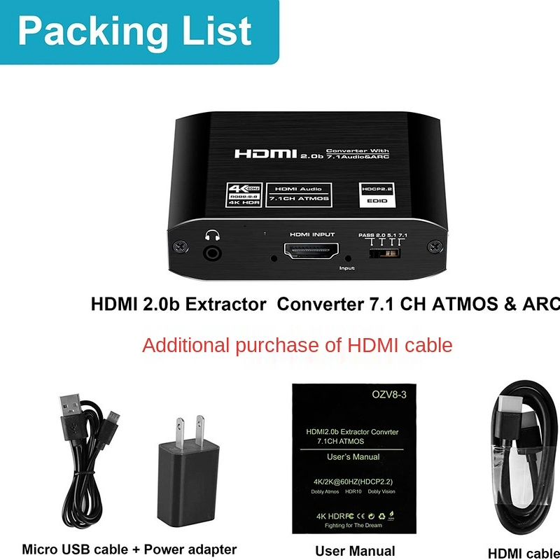 2.0 Audio Splitter 4K 60Hz Mini 3 Port HDMI-compatible Switch  4K Switcher Splitter 1080P HDR 3 In 1 Out Port Hub for DVD HDTV Xbox PS3 PS4