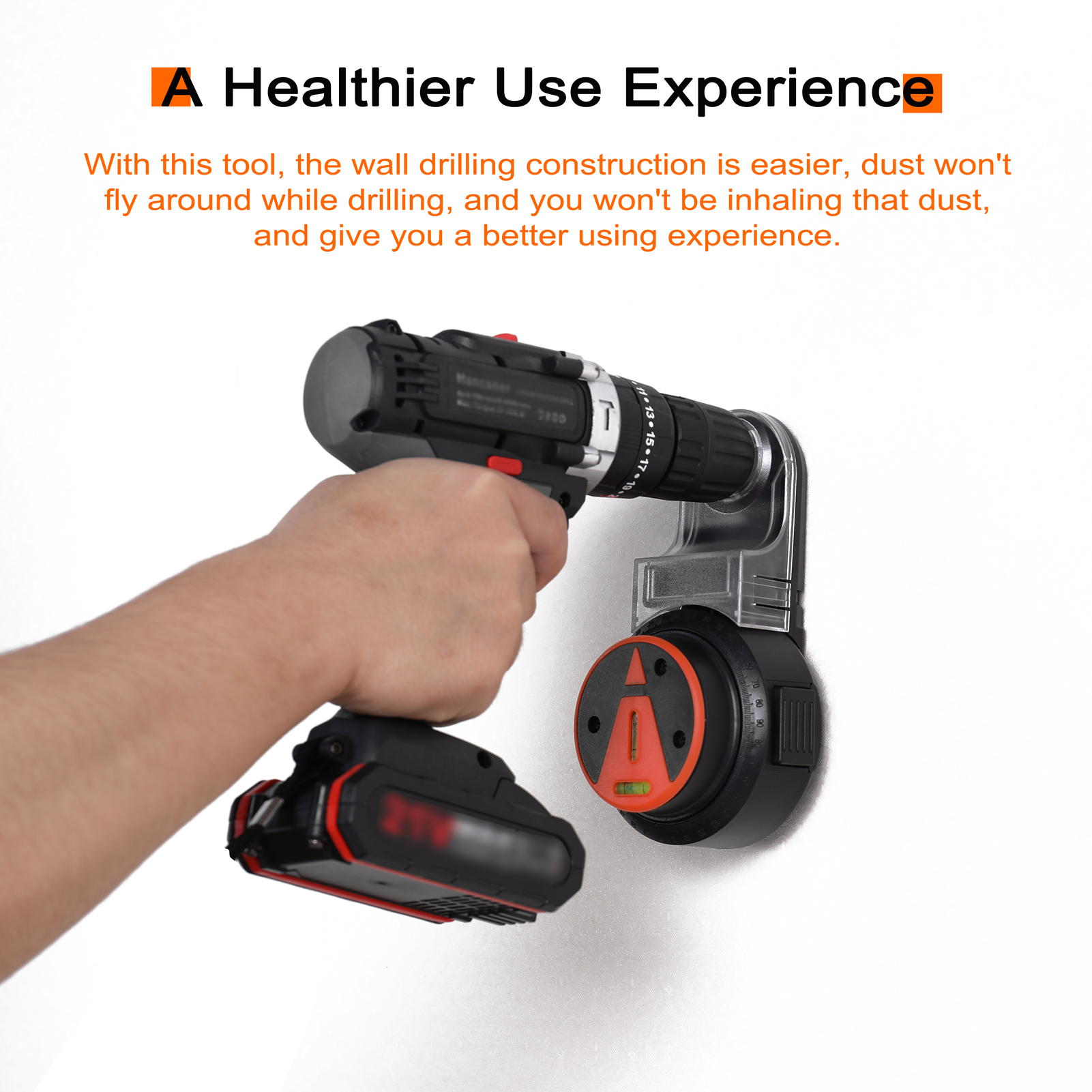Electric Drilling Dust Collector 360° Laser Level 2 In 1 Wall Suction Vacuum Drill Dust Collector Dust Cleaning Tools