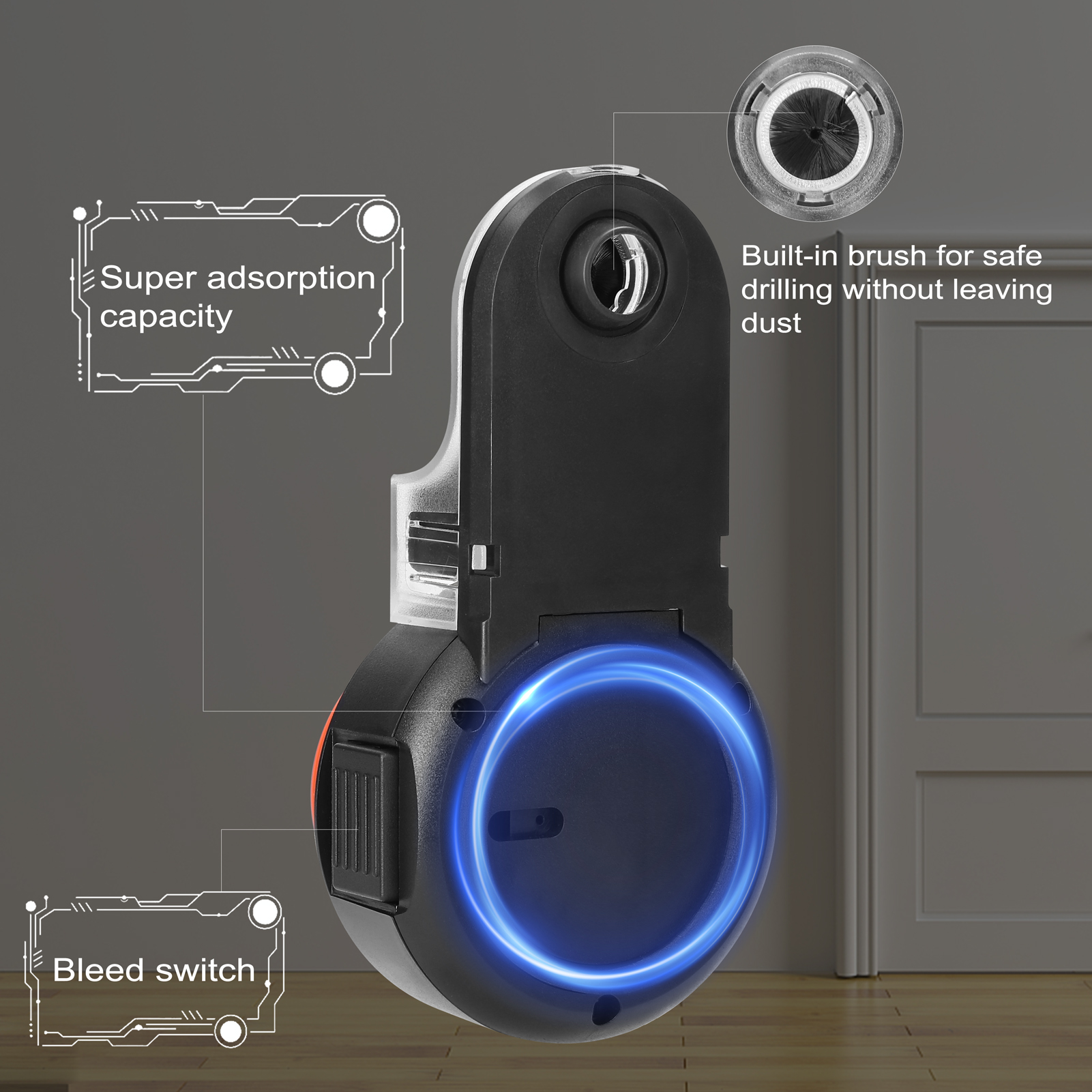 Electric Drilling Dust Collector 360° Laser Level 2 In 1 Wall Suction Vacuum Drill Dust Collector Dust Cleaning Tools