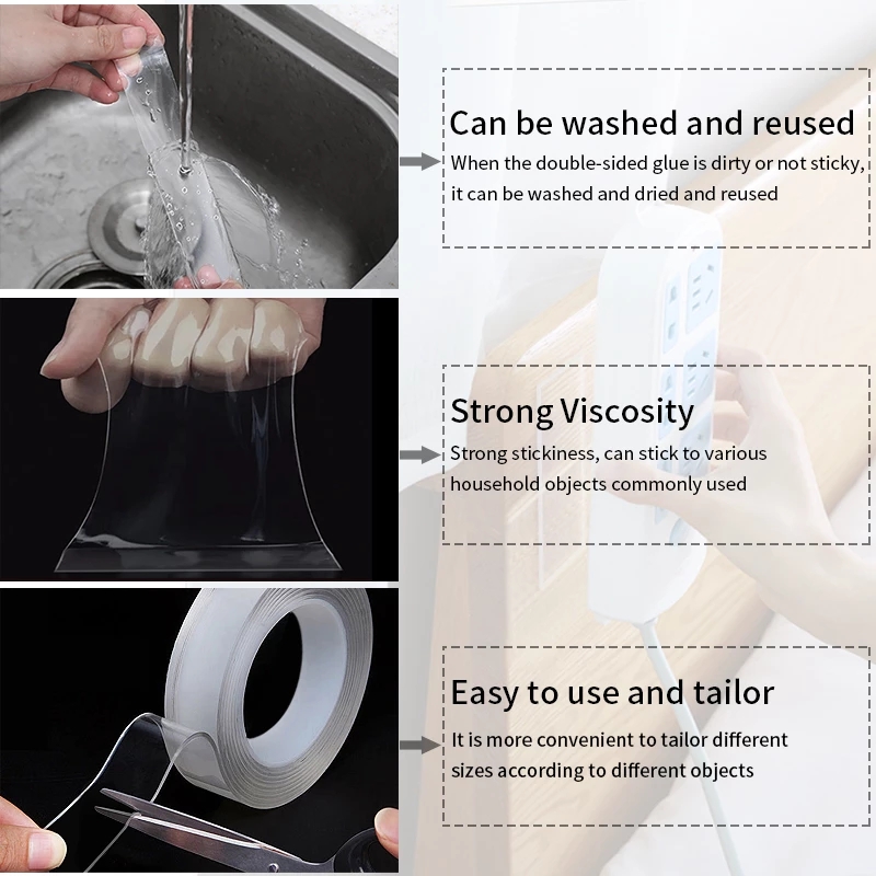 1M Nano Tape Bathroom Kitchen Waterproof and Mildew Proof Tape Sink Bathtub Strong Self Adhesive Double Sided Tapes