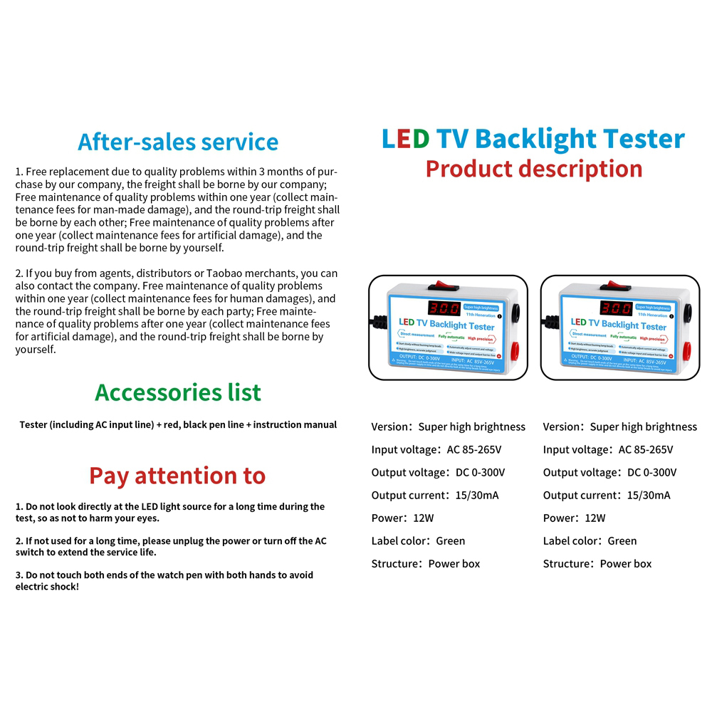 Multipurpose LED Strips Beads Test Tool LED Lamp and TV Backlight Tester Measurement Instruments NEW LED Tester 0-300V Output