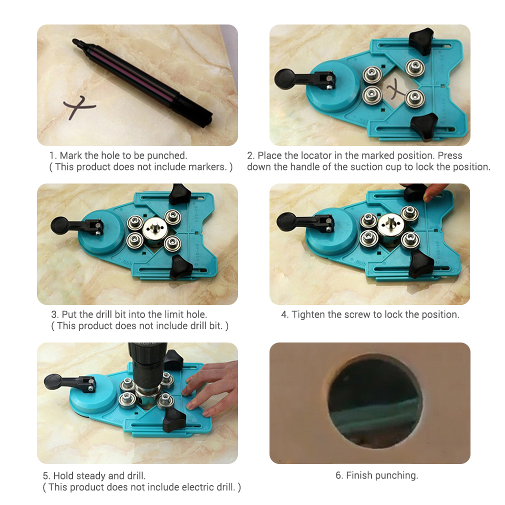 Adjustable Hole Saw Centering Locator Suction Holder Drill Bit Hole Saw Guide Jig Fixture Adjustable Drill Guide Hole Locator