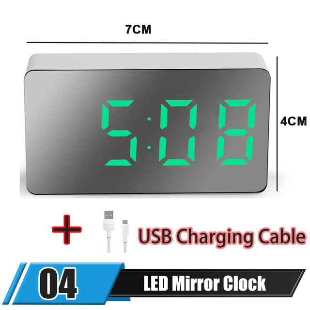 3.1-inch LED Mirror Table Clock Digital Alarm Snooze Display Time Night Light Desktop USB Alarm Clock Home Decor Gifts for Child
