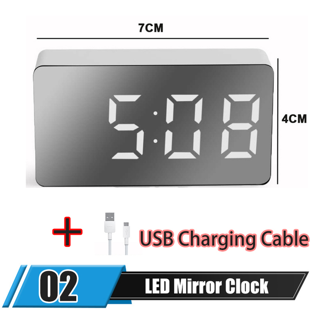 3.1-inch LED Mirror Table Clock Digital Alarm Snooze Display Time Night Light Desktop USB Alarm Clock Home Decor Gifts for Child