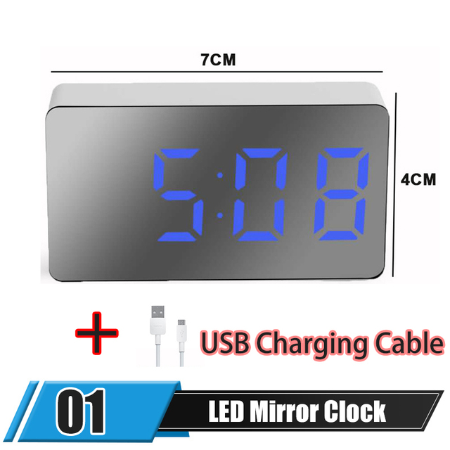3.1-inch LED Mirror Table Clock Digital Alarm Snooze Display Time Night Light Desktop USB Alarm Clock Home Decor Gifts for Child