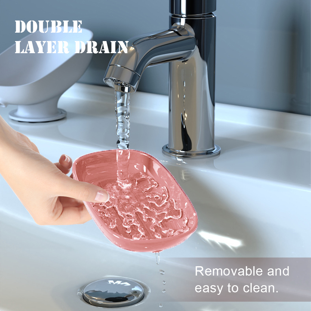 Super Suction Cup Soap Dish Self Draining Soap Holder Not Punched Sponge Container Suitable for Shower Kitchen Bathroom Supplies