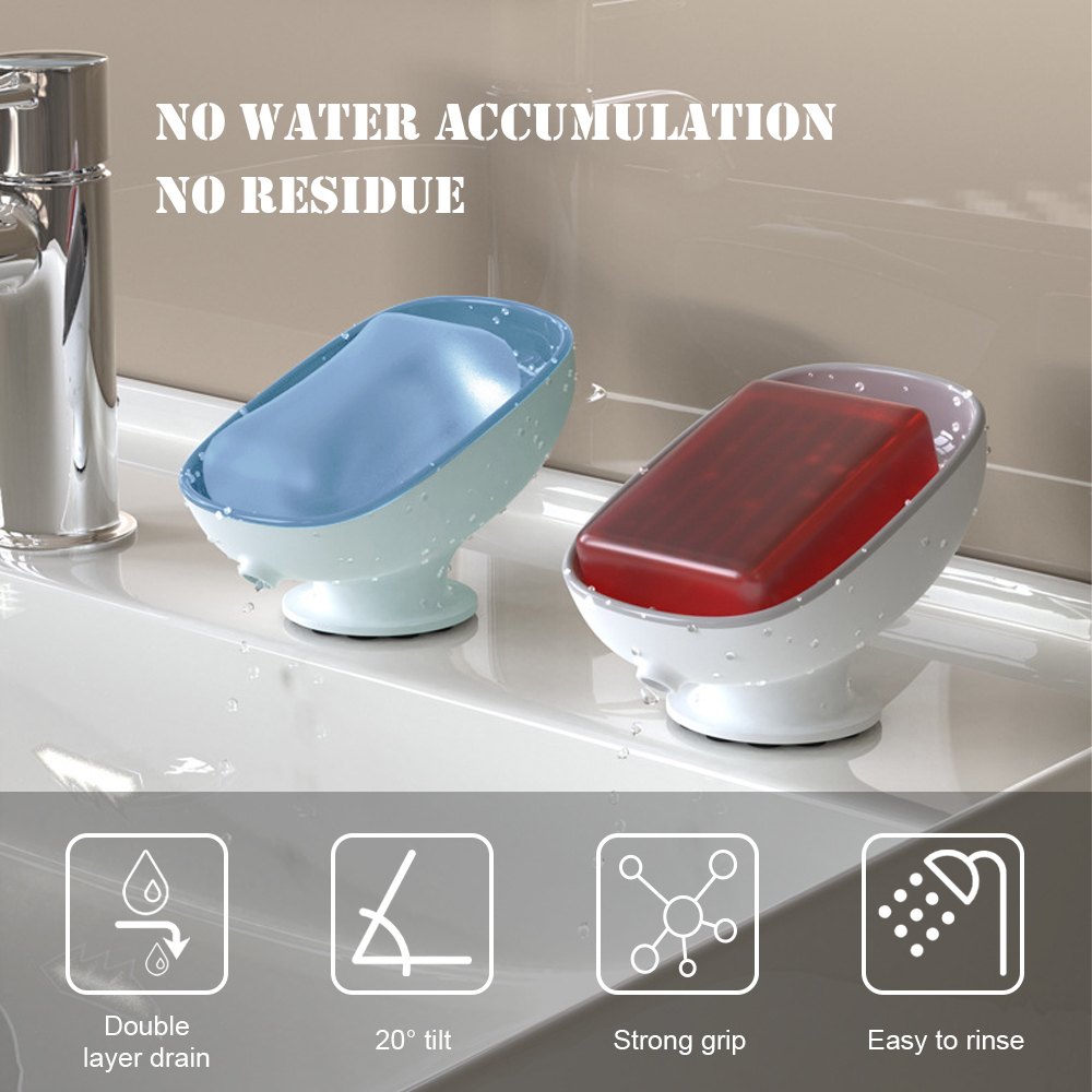 Super Suction Cup Soap Dish Self Draining Soap Holder Not Punched Sponge Container Suitable for Shower Kitchen Bathroom Supplies